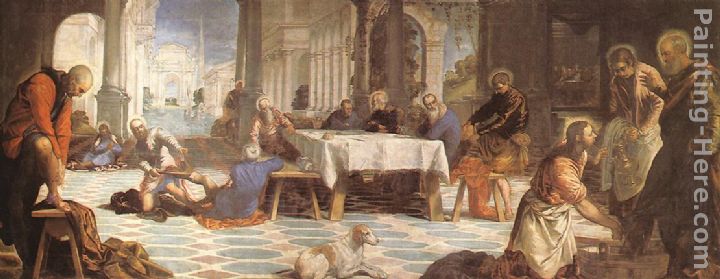 Christ washing the feet of His Disciples painting - Jacopo Robusti Tintoretto Christ washing the feet of His Disciples art painting